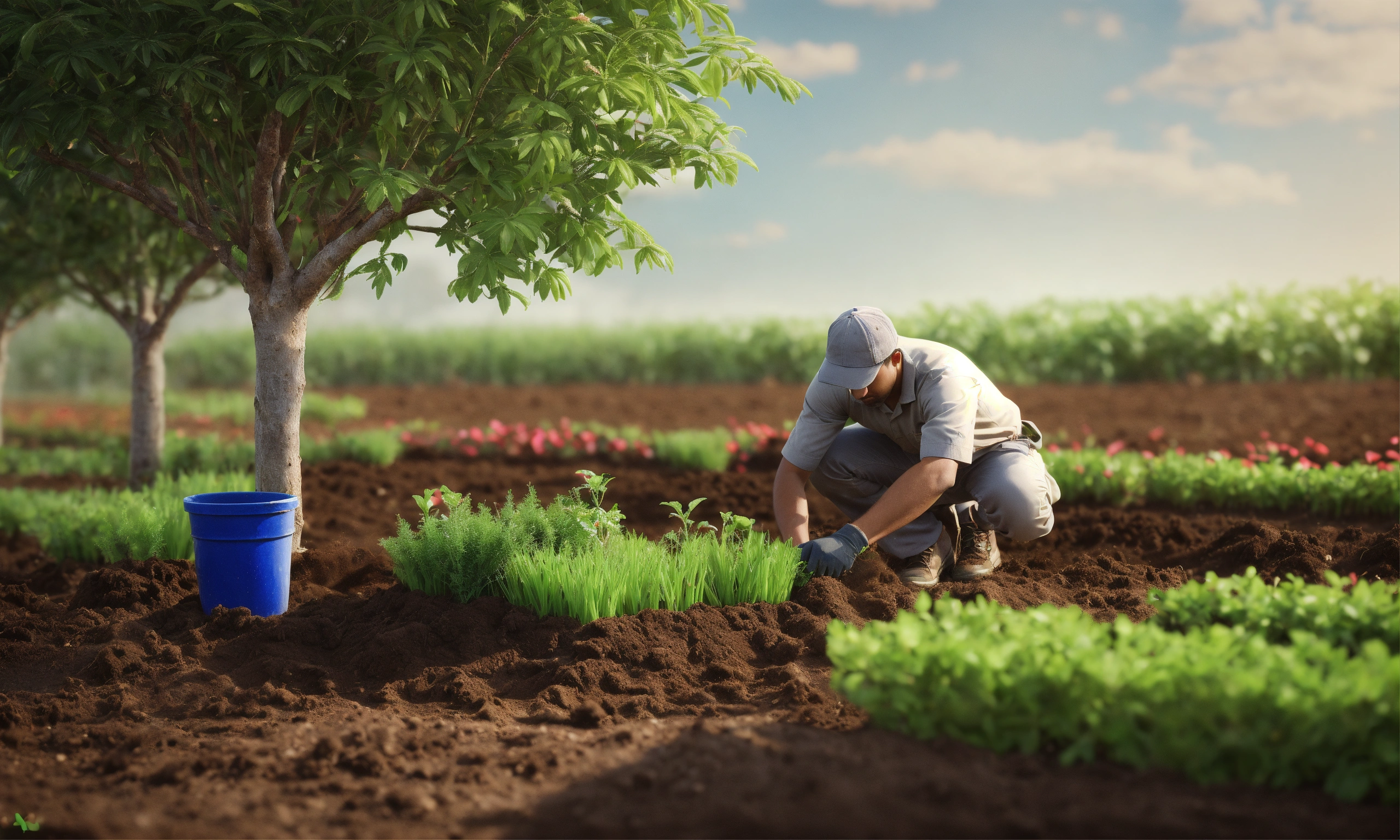 Futuristic farming landscape